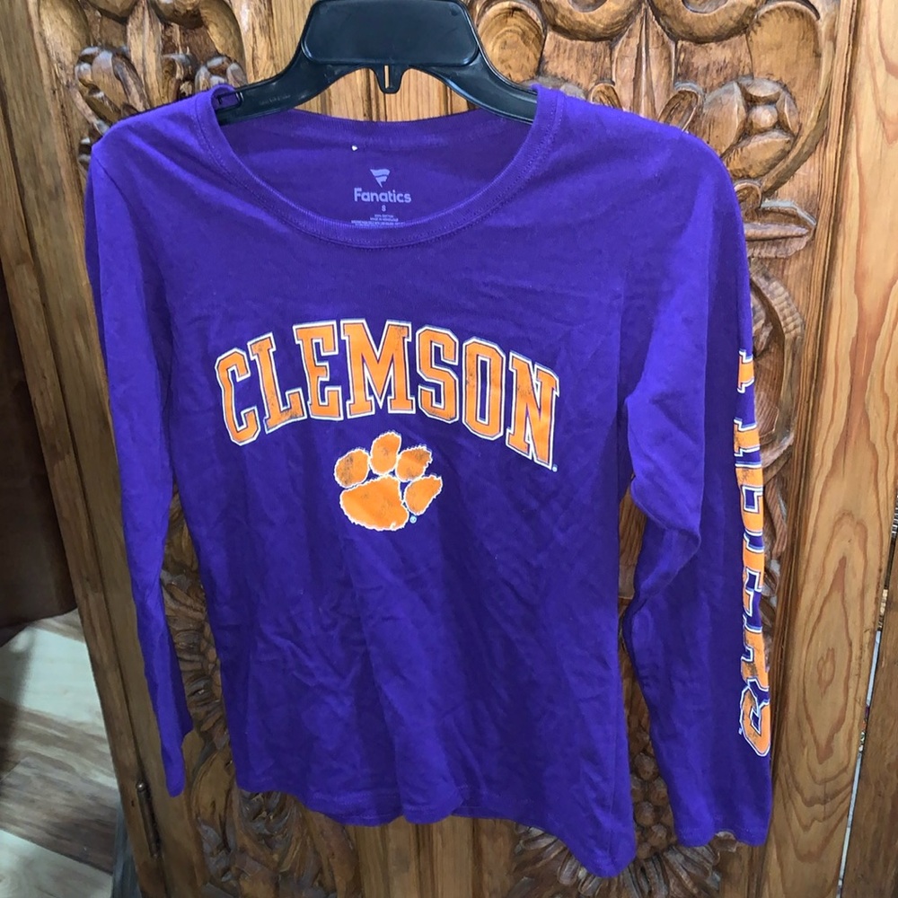 EUC Fanatics Clemson purple long sleeve tee small